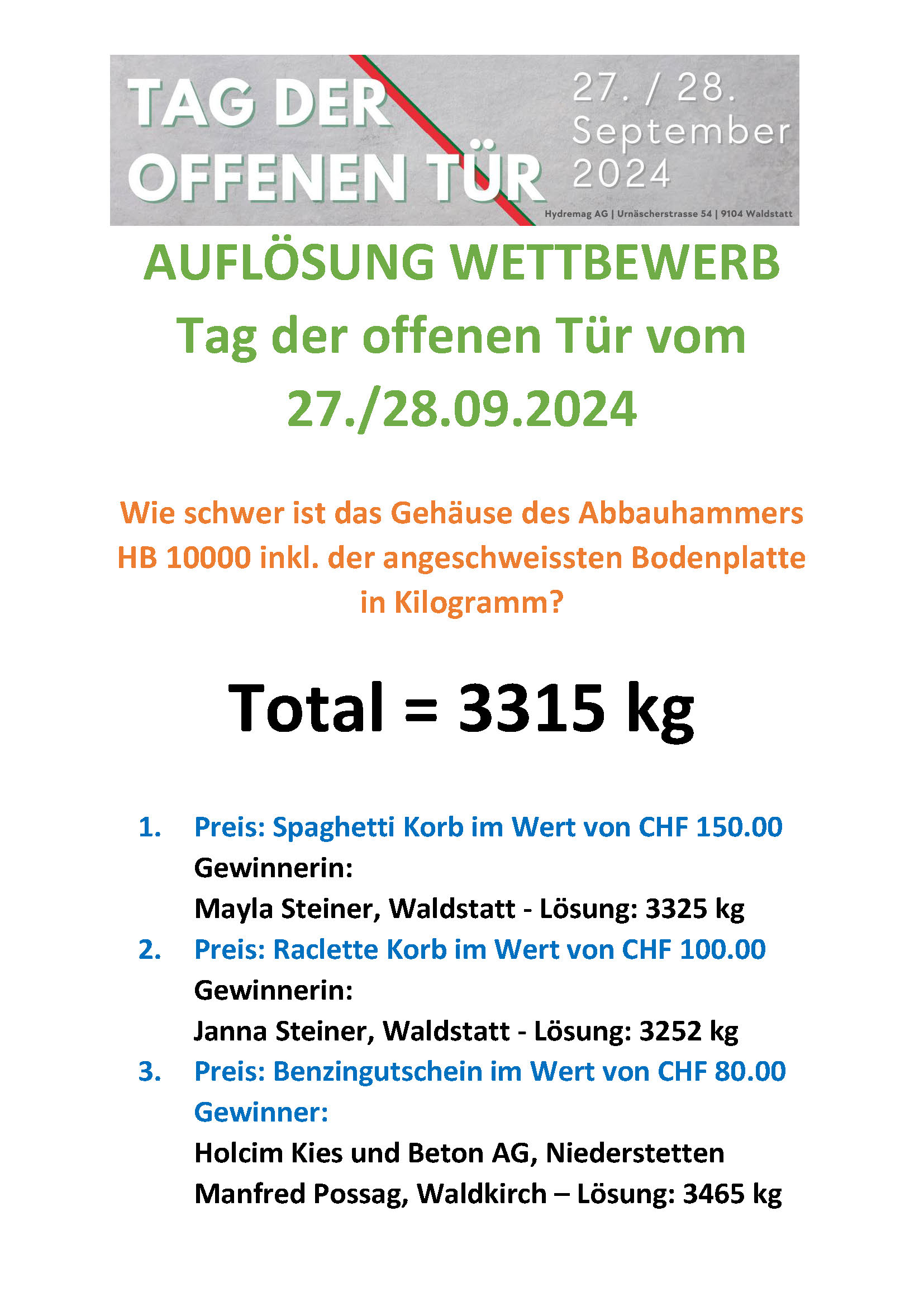 Auflösung des Wettbewerbs